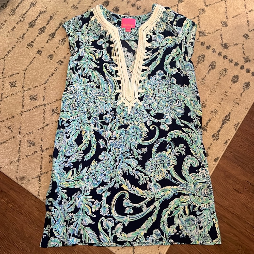 Lilly Pulitzer Navy Blue Multicolor Floral Shift Dress